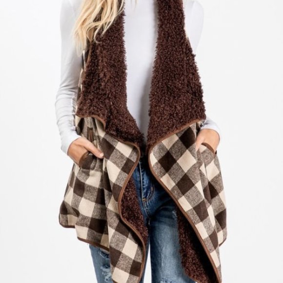 Plaid fur lined vest - Picture 1 of 2